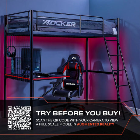 Icarus XL Gaming Hochbett mit Schreibtisch & Leiter - X Rocker EU