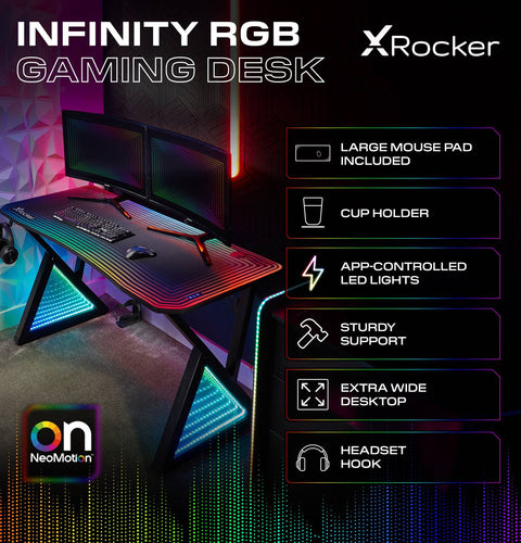 Infinity RGB Gaming Schreibtisch mit Neo Motion Sync™ Beleuchtung & App-Steuerung