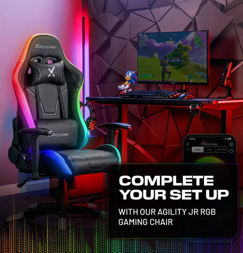 Lumio Compact RGB Gaming Schreibtisch mit Beleuchtung & App-Steuerung - X Rocker EU