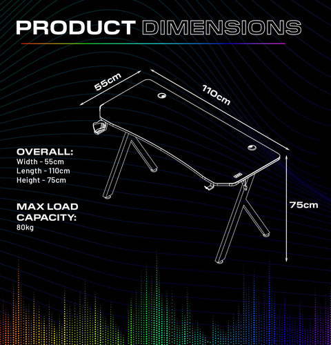 Lumio Compact RGB Gaming Schreibtisch mit Beleuchtung & App-Steuerung - X Rocker EU