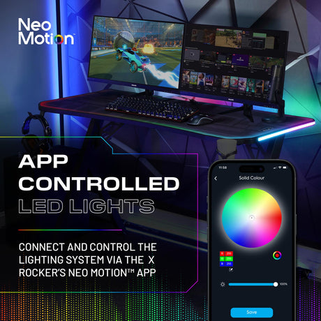 Lumio XL 140cm RGB Gaming Schreibtisch mit Beleuchtung & App-Steuerung