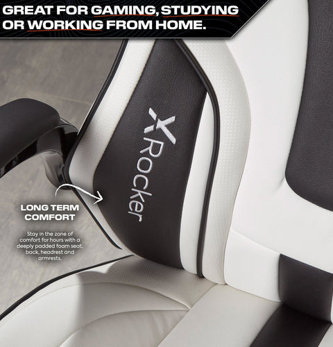 Maverick Gaming Bürostuhl für Teenager - Weiß/Schwarz - X Rocker EU