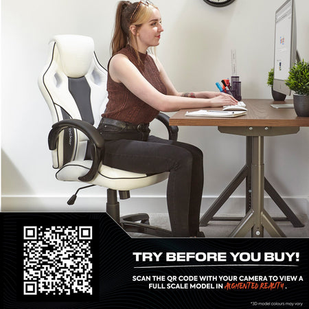 Maverick Gaming Bürostuhl für Teenager - Weiß/Schwarz - X Rocker EU