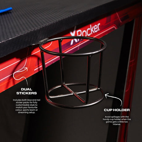 Ocelot Aluminium Carbon Gaming Tisch mit Stickern in Rot & Blau - X Rocker EU