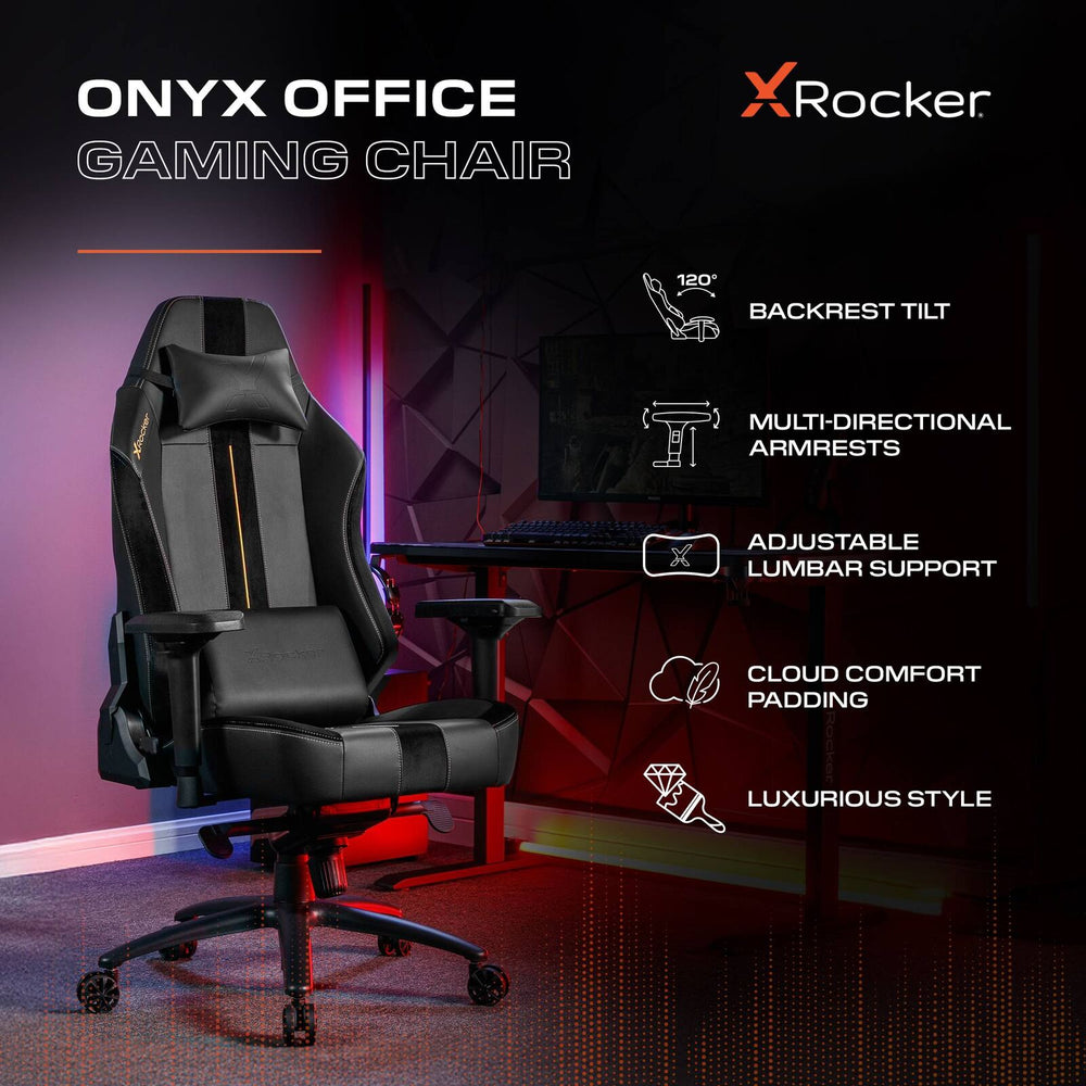 Onyx Moderner Gaming Bürodrehstuhl - Gold - X Rocker EU