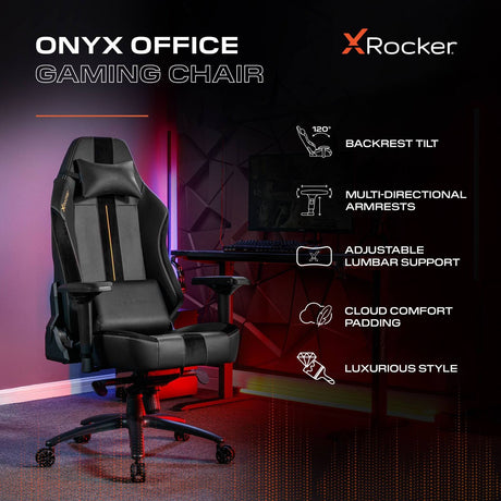 Onyx Moderner Gaming Bürodrehstuhl - Gold - X Rocker EU