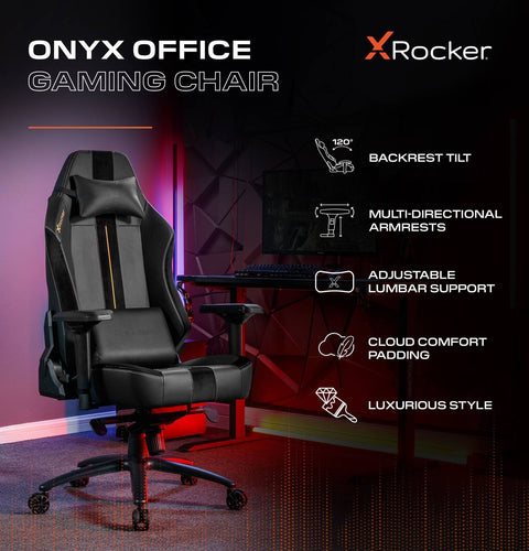 Onyx Moderner Gaming Bürodrehstuhl - Gold - X Rocker EU