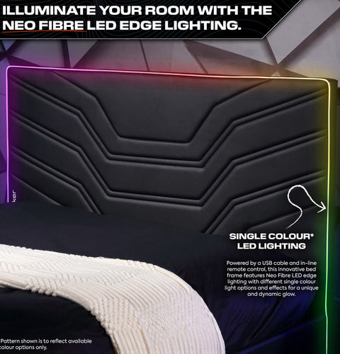 Oracle LED Einzelbett mit TV Halterung – Schwarz RGB