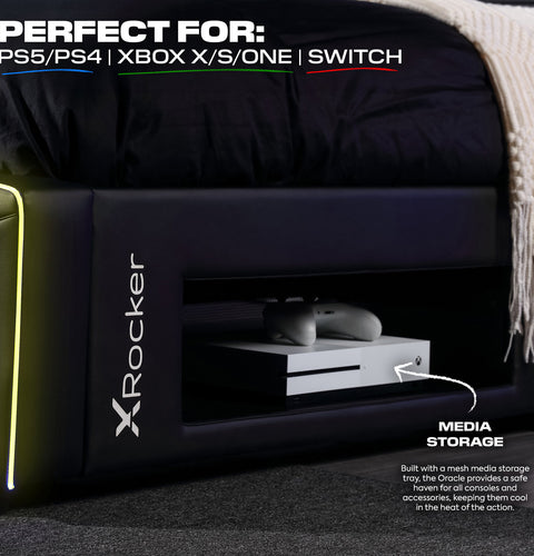 Oracle LED Einzelbett mit TV Halterung – Schwarz RGB