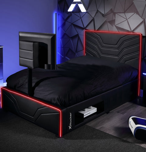 Oracle LED Einzelbett mit TV Halterung – Schwarz RGB