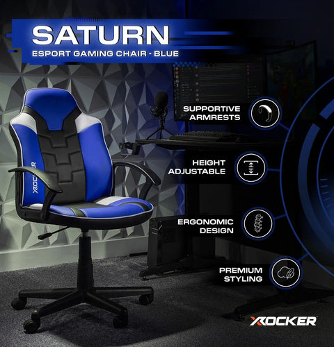 Saturn Gaming Bürostuhl für Teenager - Blau - X Rocker EU