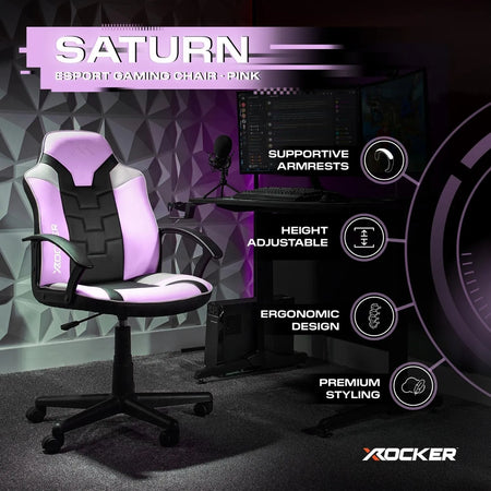 Saturn Gaming Bürostuhl für Teenager - Pink/Hellblau - X Rocker EU