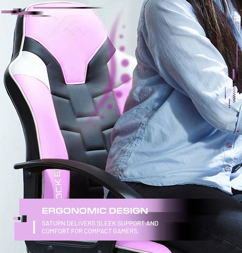 Saturn Gaming Bürostuhl für Teenager - Pink/Hellblau - X Rocker EU