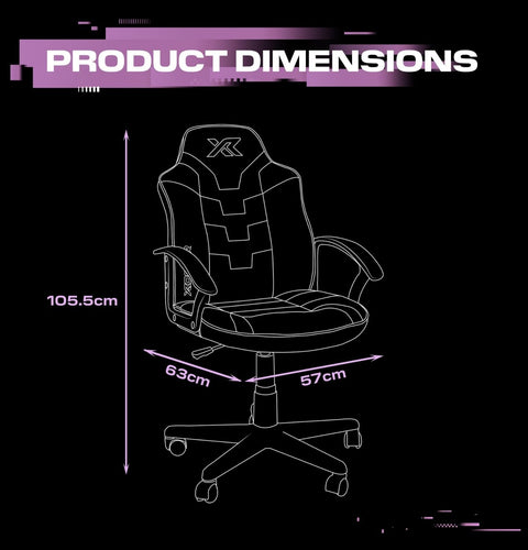 Saturn Gaming Bürostuhl für Teenager - Pink/Hellblau - X Rocker EU