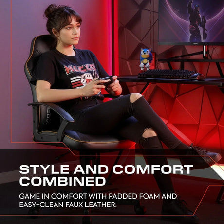 Saturn Gaming Bürostuhl für Teenager - Schwarz / Gold