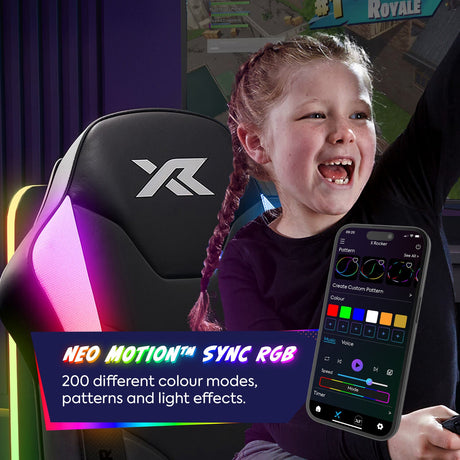 Shadow RGB 2.0 Audio Floor Rocker LED Gaming Stuhl mit App-Steuerung – Schwarz