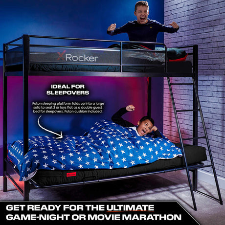 Stronghold Gaming Hochbett – Etagenbett mit Futon Schlafsofa - X Rocker EU