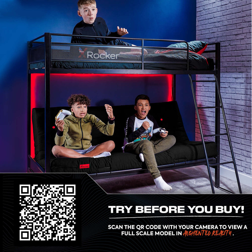 Stronghold Gaming Hochbett – Etagenbett mit Futon Schlafsofa - X Rocker EU
