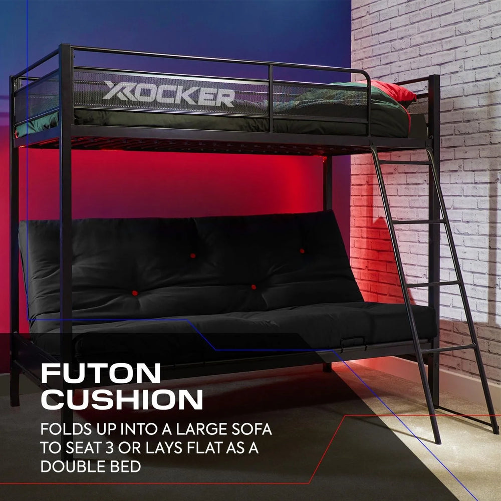 Stronghold Gaming Hochbett – Etagenbett mit Futon Schlafsofa - X Rocker EU