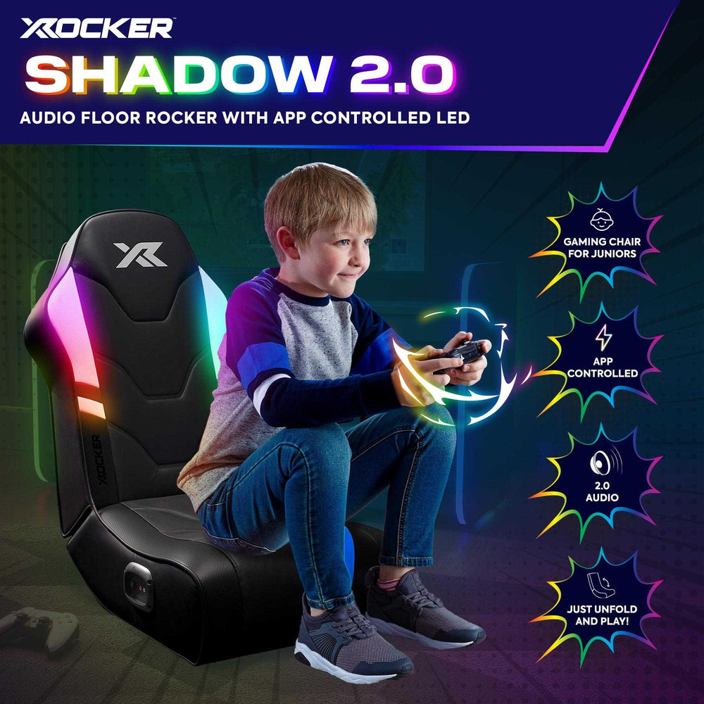 Shadow RGB 2.0 Audio Floor Rocker LED Gaming Stuhl mit App-Steuerung – Schwarz
