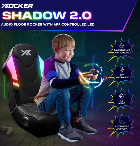 Shadow RGB 2.0 Audio Floor Rocker LED Gaming Stuhl mit App-Steuerung – Schwarz