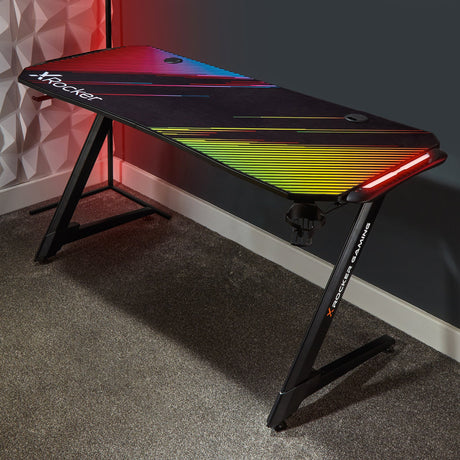 Jaguar Aluminium Carbon Gaming Tisch mit sound-reaktiver RGB-Beleuchtung - X Rocker EU