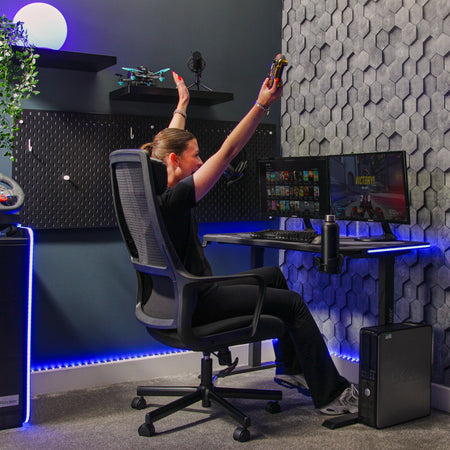 Helix Gaming Bürodrehstuhl mit Mesh Netzstoff Rückenlehne - Schwarz