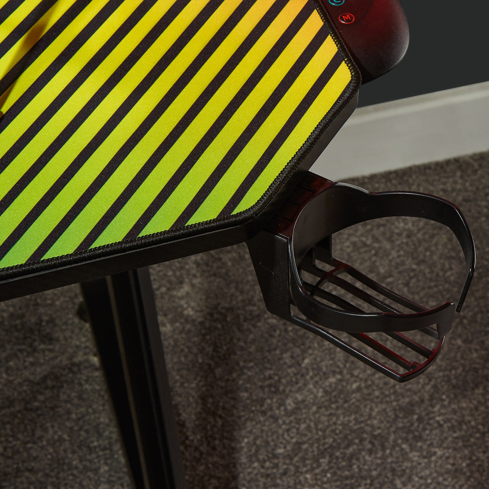 Jaguar Aluminium Carbon Gaming Tisch mit sound-reaktiver RGB-Beleuchtung