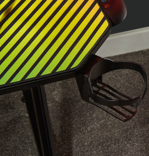 Jaguar Aluminium Carbon Gaming Tisch mit sound-reaktiver RGB-Beleuchtung - X Rocker EU