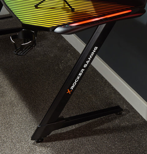 Jaguar Aluminium Carbon Gaming Tisch mit sound-reaktiver RGB-Beleuchtung - X Rocker EU