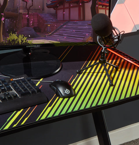 Jaguar Aluminium Carbon Gaming Tisch mit sound-reaktiver RGB-Beleuchtung - X Rocker EU
