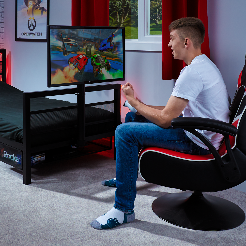 Basecamp Metall Gaming Bett mit TV-Halterung - Schwarz