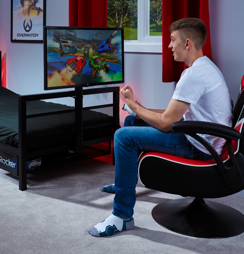Basecamp Metall Gaming Bett mit TV-Halterung - Schwarz - X Rocker EU