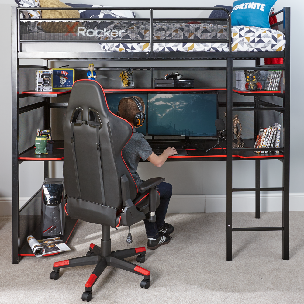 Battlebunk Gaming Hochbett mit XL-Schreibtisch