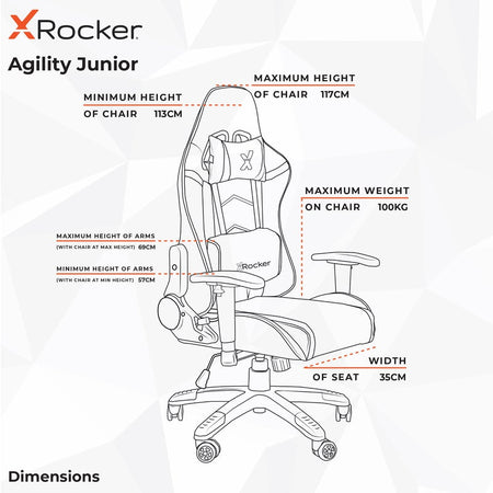 Agility Compact eSports Gaming Bürostuhl für Teenager - Blau - X Rocker EU