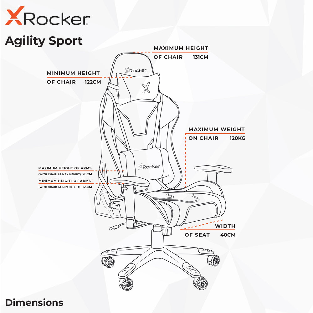 Agility eSports Gaming Bürostuhl - Blau - X Rocker EU