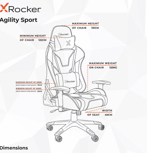 Agility eSports Gaming Bürostuhl - Blau - X Rocker EU