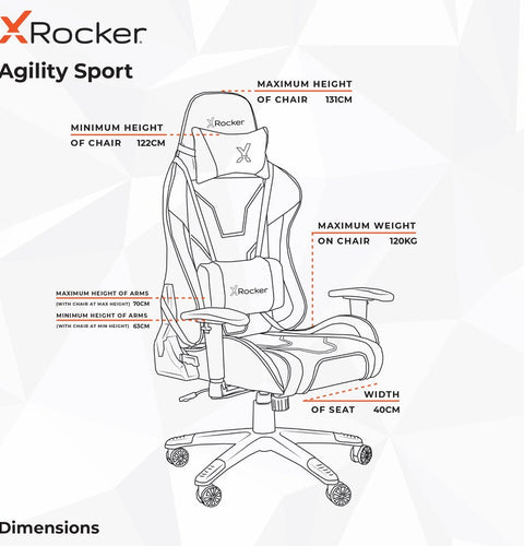 Agility eSports Gaming Bürostuhl - Orange - X Rocker EU