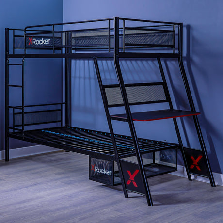 Armada 2-Personen Gaming Etagenbett mit Treppe & Schreibtisch - X Rocker EU