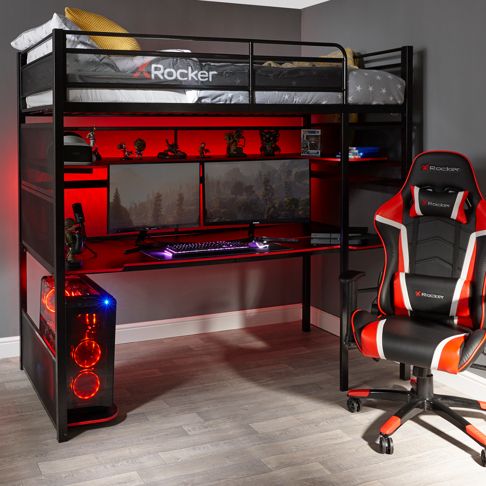 Battlebunk Gaming Hochbett mit XL-Schreibtisch - X Rocker EU