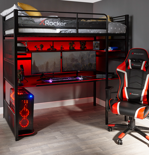 Battlebunk Gaming Hochbett mit XL-Schreibtisch - X Rocker EU