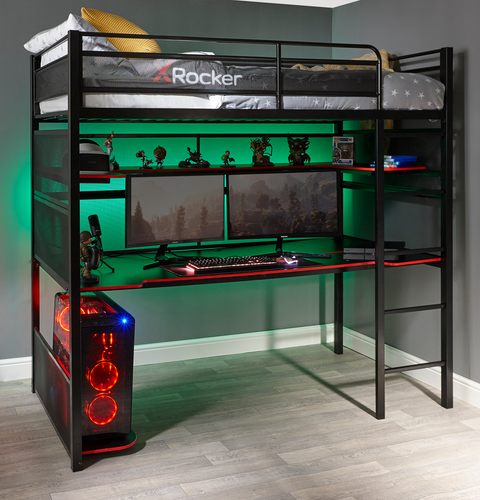 Battlebunk Gaming Hochbett mit XL-Schreibtisch - X Rocker EU