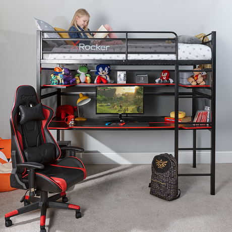 Battlebunk Gaming Hochbett mit XL-Schreibtisch - X Rocker EU