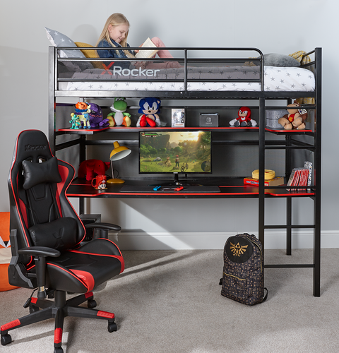 Battlebunk Gaming Hochbett mit XL-Schreibtisch - X Rocker EU