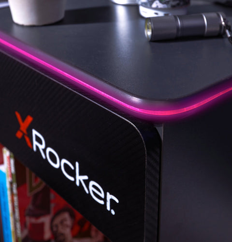 Carbon-Tek Nachttisch mit LED-Beleuchtung & Kabelloses Laden - Grau/Schwarz - X Rocker EU