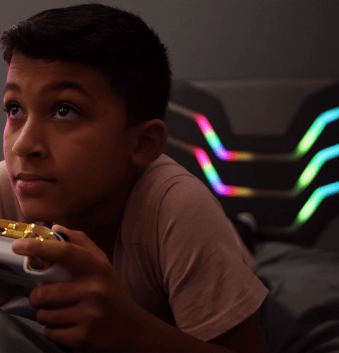 Cosmos RGB Ottoman Gaming Stauraumbett mit RGB-Beleuchtung für Kinder & Jugendliche - X Rocker EU