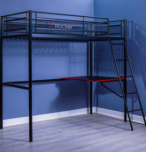 Icarus XL Gaming Hochbett mit Schreibtisch & Leiter - X Rocker EU