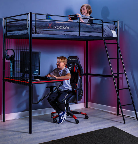 Icarus XL Gaming Hochbett mit Schreibtisch & Leiter - X Rocker EU