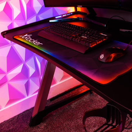 Lynx Aluminium Carbon Gaming Tisch mit LED-Beleuchtung - X Rocker EU