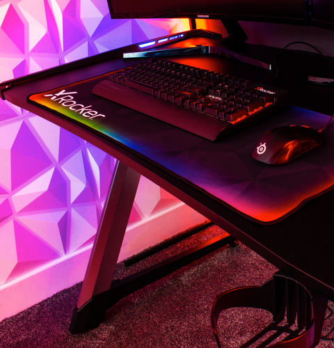 Lynx Aluminium Carbon Gaming Tisch mit LED-Beleuchtung - X Rocker EU